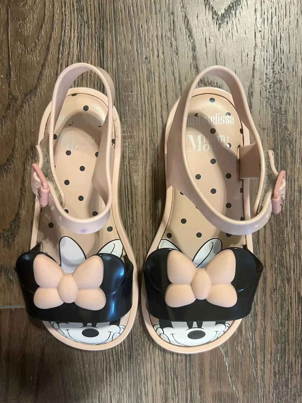 Mini Melissa Disney Minnie Mouse Pale Pink Jelly Sandals with Glossy Finish